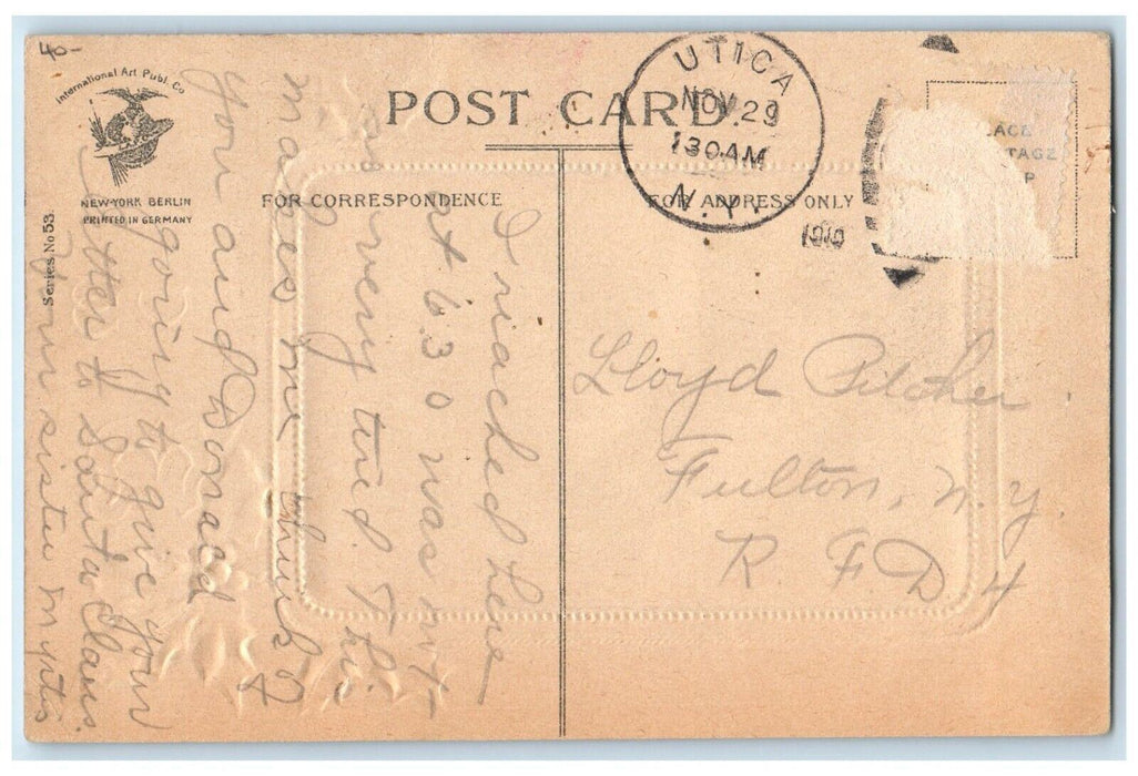 1910 Christmas Children Letter Santa Claus In Window Clapsaddle (?) Postcard
