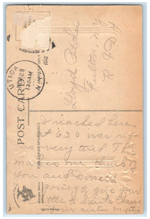 1910 Christmas Children Letter Santa Claus In Window Clapsaddle (?) Postcard