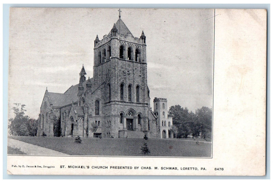 c1910 St. Michael's Church Presented By Chas M Schwab Loretto PA Postcard
