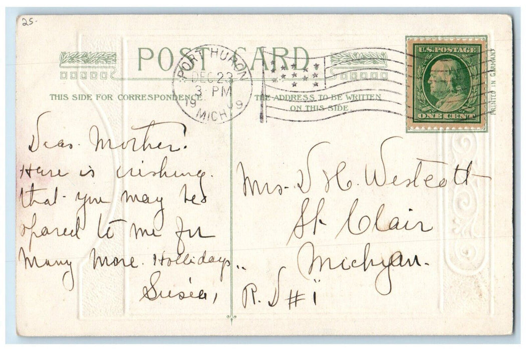 1909 Christmas Raphael Sixtina Dresden Religious Winsch Back Embossed Postcard