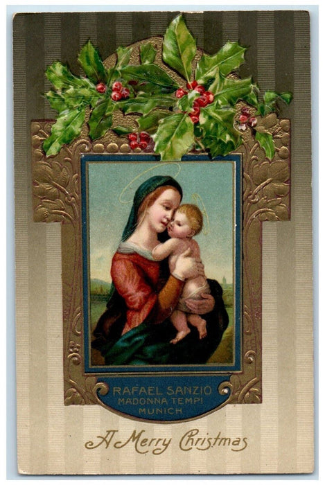 Christmas Rafael Sanzio Madonna Tempi Munich Religious Winsch Back Postcard