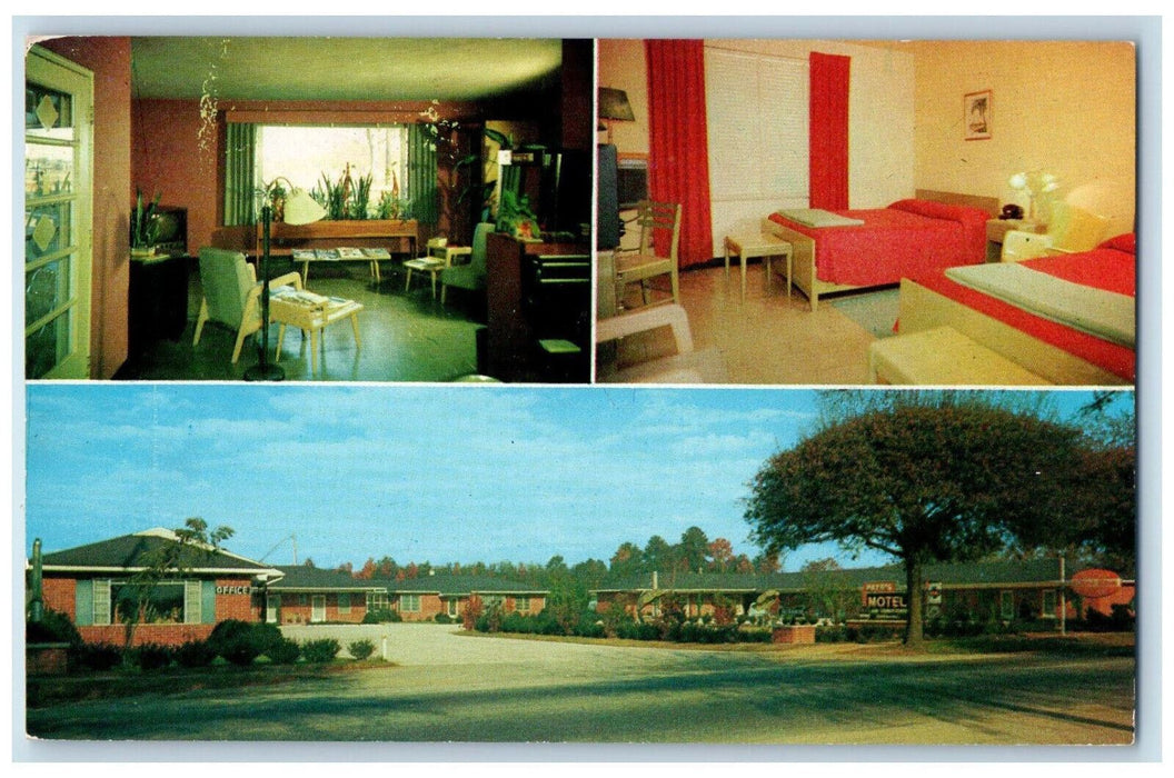 1956 Pate's Motel Opposite Saint Eugene Hospital Dillon SC Vintage Postcard