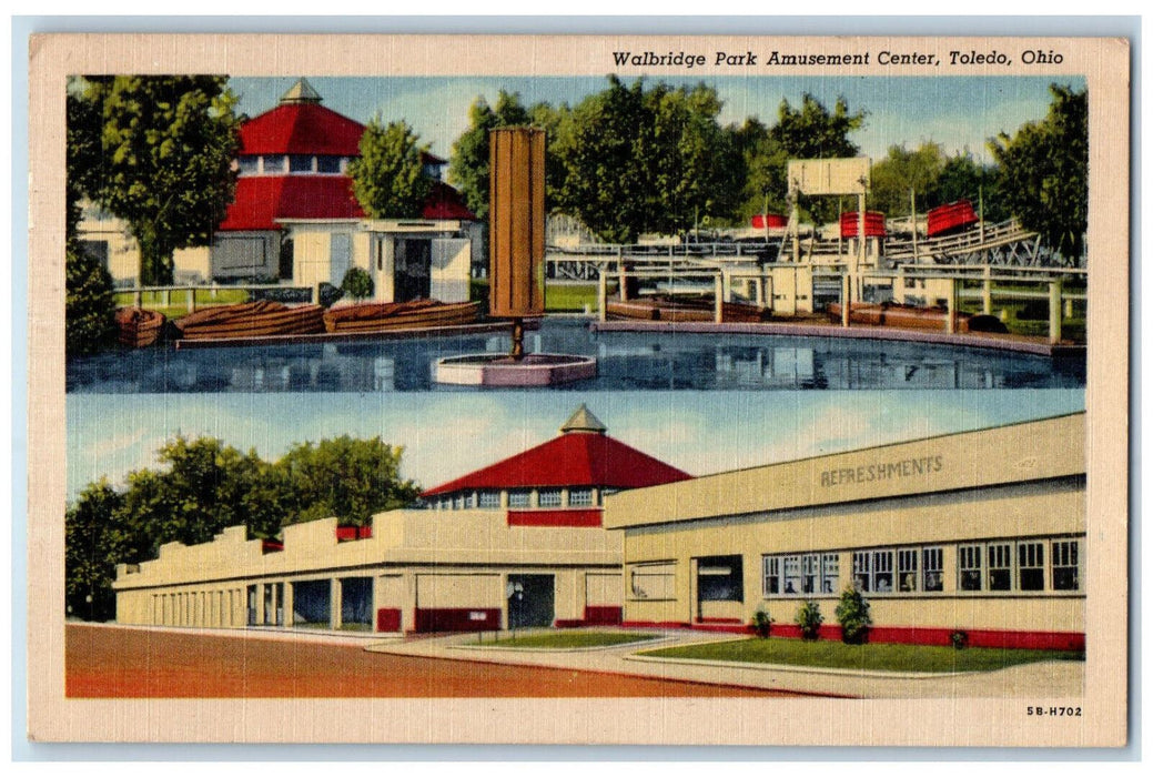 1955 Multiview Walbridge Park Amusement Center Toledo Ohio OH Postcard