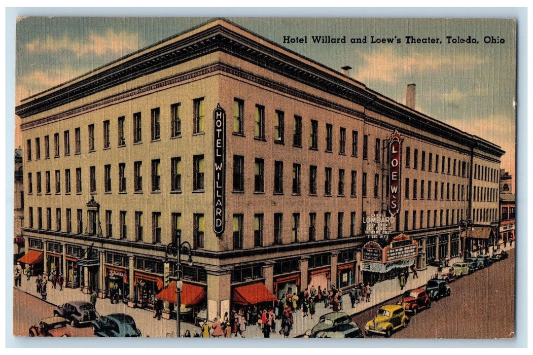 1948 Hotel Willard and Loew's Theatre Toledo Ohio OH Vintage Postcard