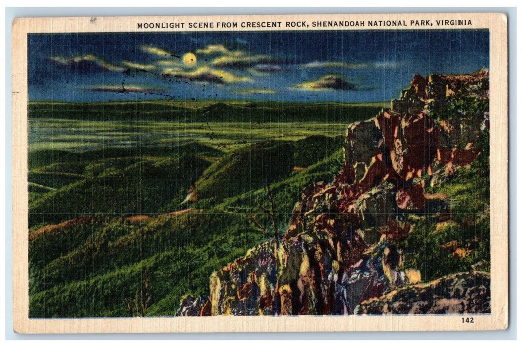 1969 Moonlight Scene From Crescent Rock Shenandoah National Park VA Postcard