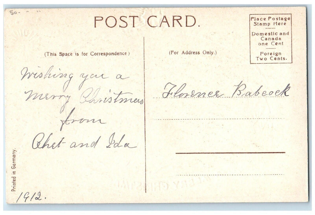 c1910's Christmas Baby Jesus Angel Candles Religious Gel Gold Gilt Postcard