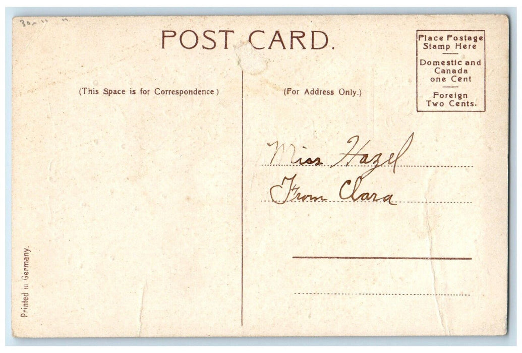 c1910's Christmas Pine Cone Winter Snow Candles Gel Gold Gilt Embossed Postcard