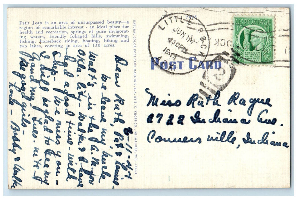 1944 Boat House Petit Jean State Park Arkansas AR Posted Vintage Postcard