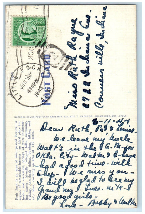 1944 Boat House Petit Jean State Park Arkansas AR Posted Vintage Postcard