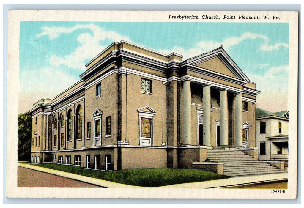 c1930's Presbyterian Church, Point Pleasant, West Virginia WV Vintage Postcard