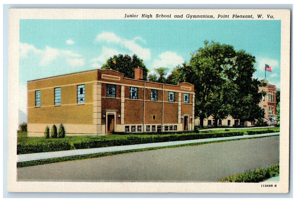 c1930's Junior High School & Gymnasium Point Pleasant, West Virginia WV Postcard