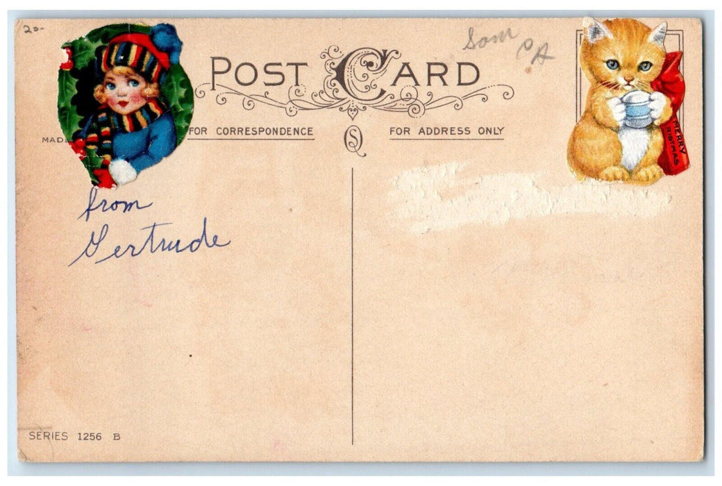 c1910's Christmas Santa Claus Stocking Full Of Toys Unposted Antique Postcard