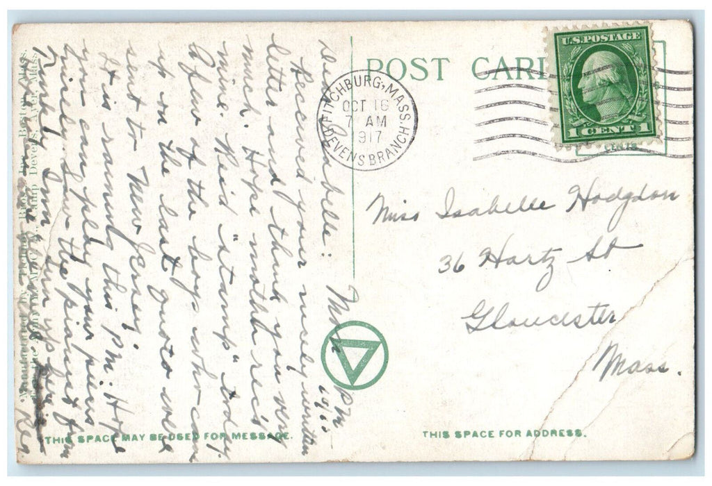 1917 Depot Brigade Camp Devens Ayer Massachusetts MA Antique Posted Postcard