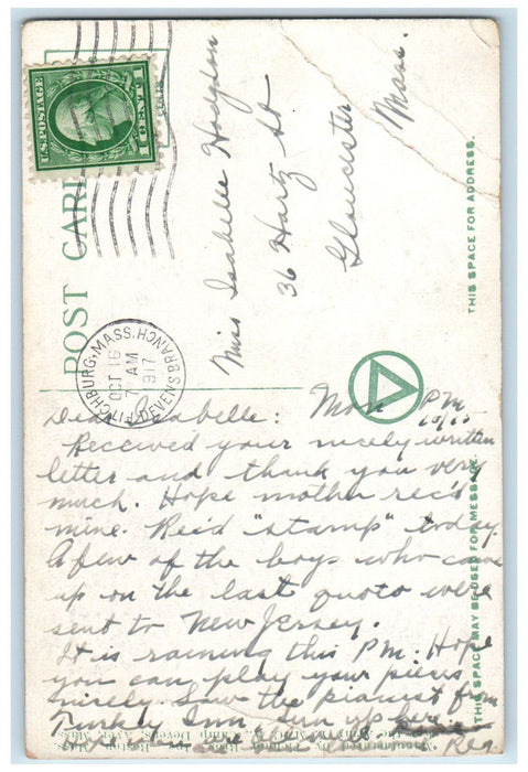 1917 Depot Brigade Camp Devens Ayer Massachusetts MA Antique Posted Postcard