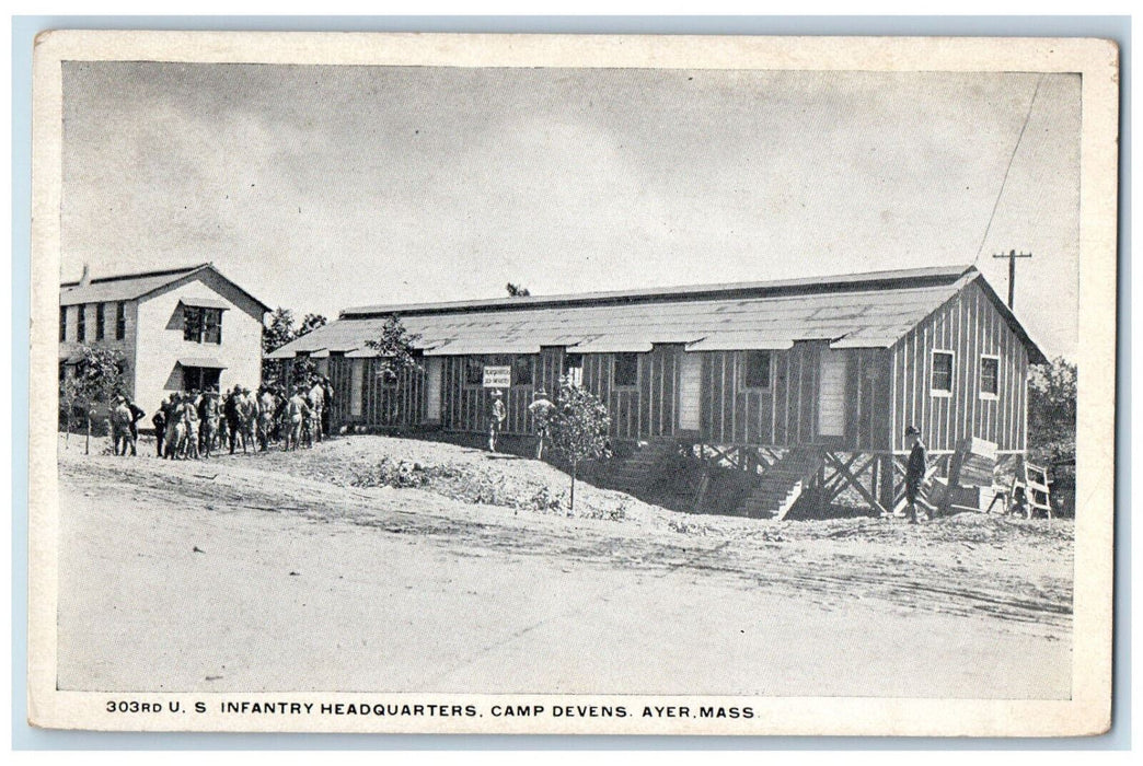 c1920s 303rd US Infantry Headquarters Camp Devens Ayer Massachusetts MA Postcard