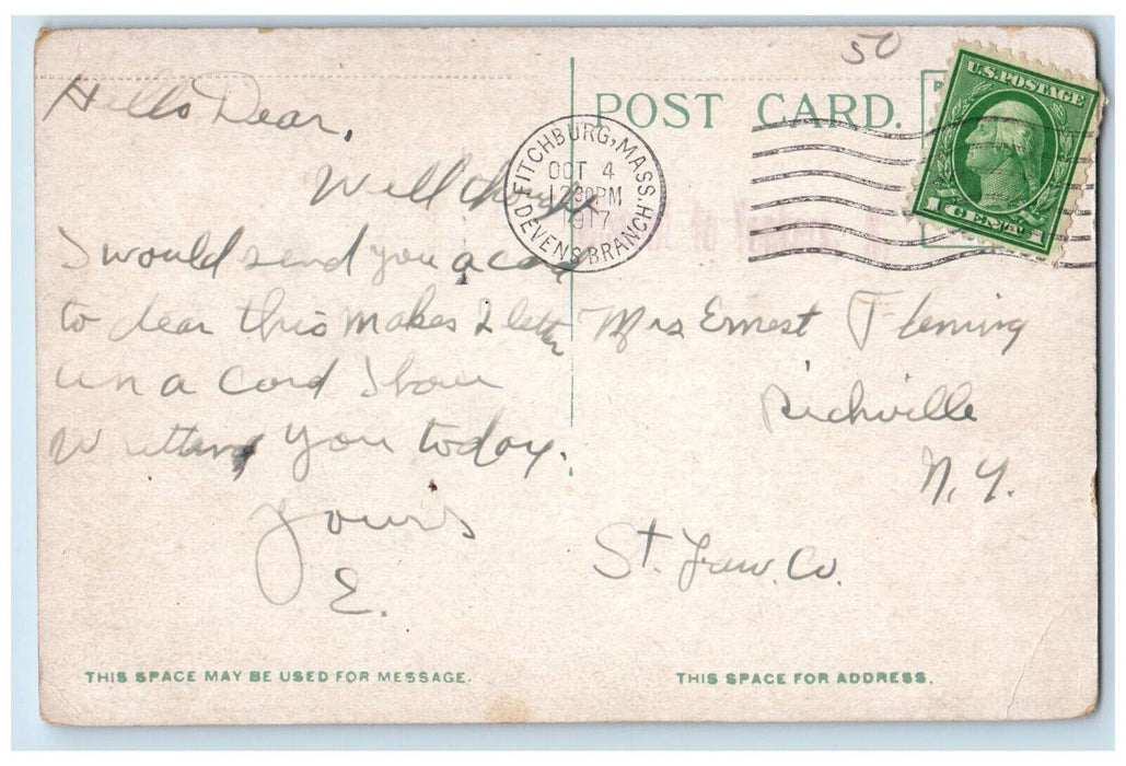 1917 Engineers Headquarters Camp Devens Ayer Massachusetts MA Postcard