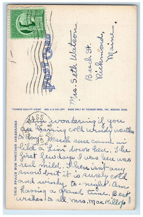1944 Community Hospital Ayer Massachusetts MA Vintage Posted Postcard