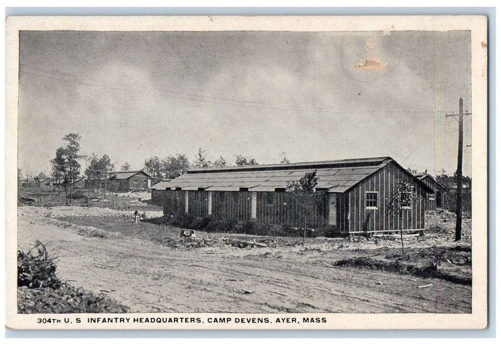 c1920's 304th US Infantry Headquarter Ayer Massachusetts MA Unposted Postcard