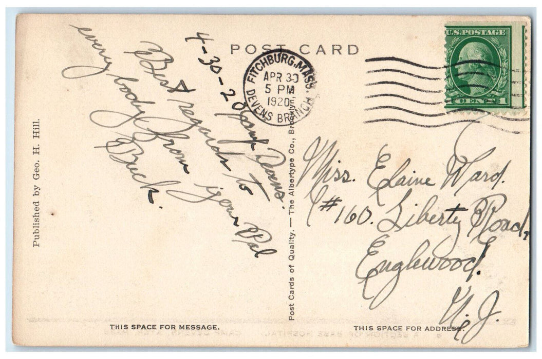 1920 A Section of Base Hospital Camp Devens Ayer Massachusetts MA Postcard