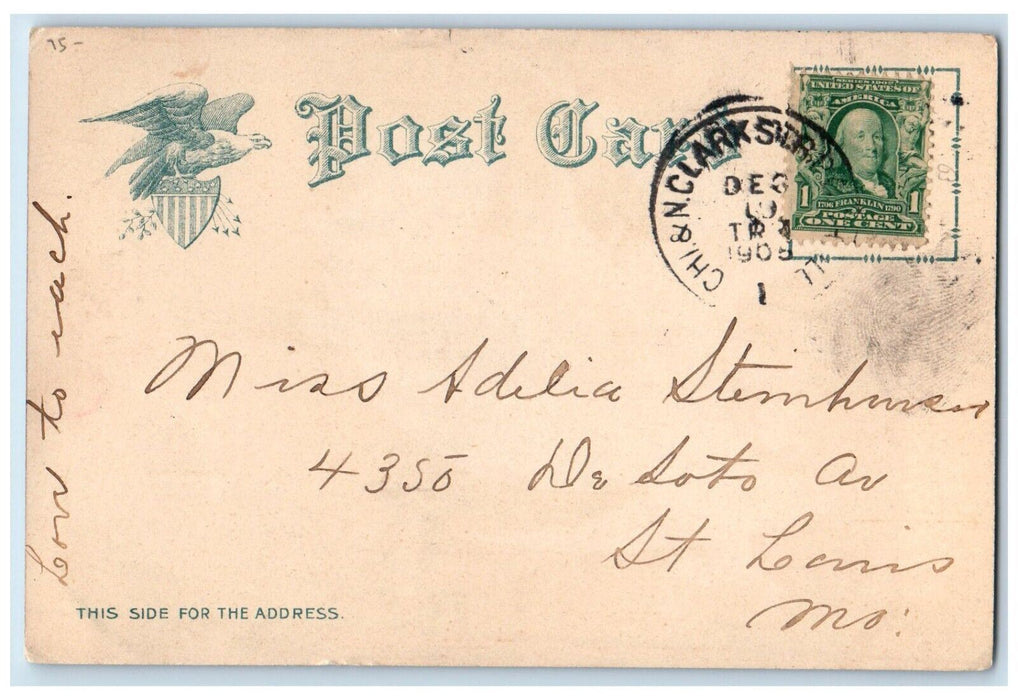 1905 Christmas Two Girls Angels Cherub Floating Posted Antique Postcard