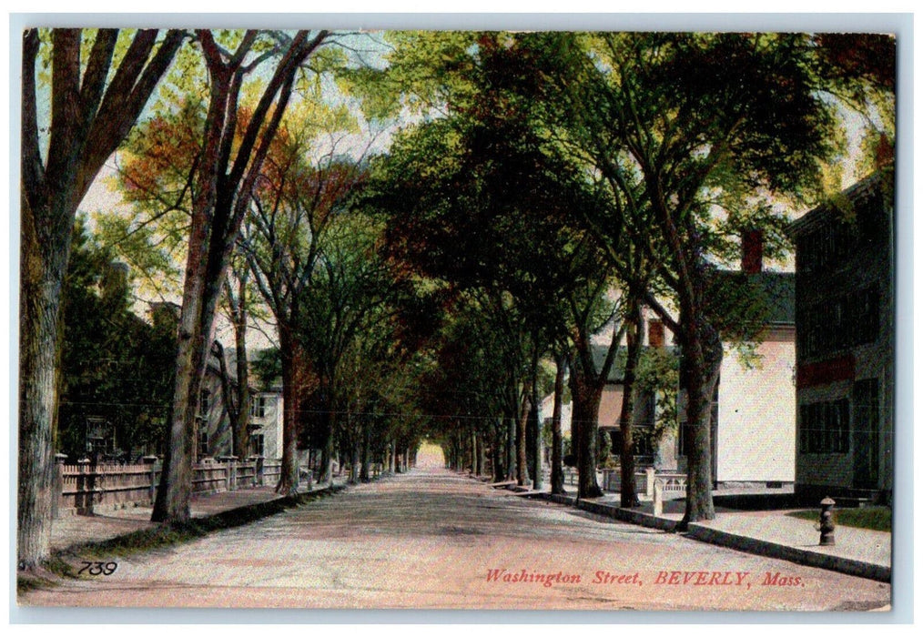 c1910 Washington Street, Beverly Massachusetts MA Antique Unposted Postcard