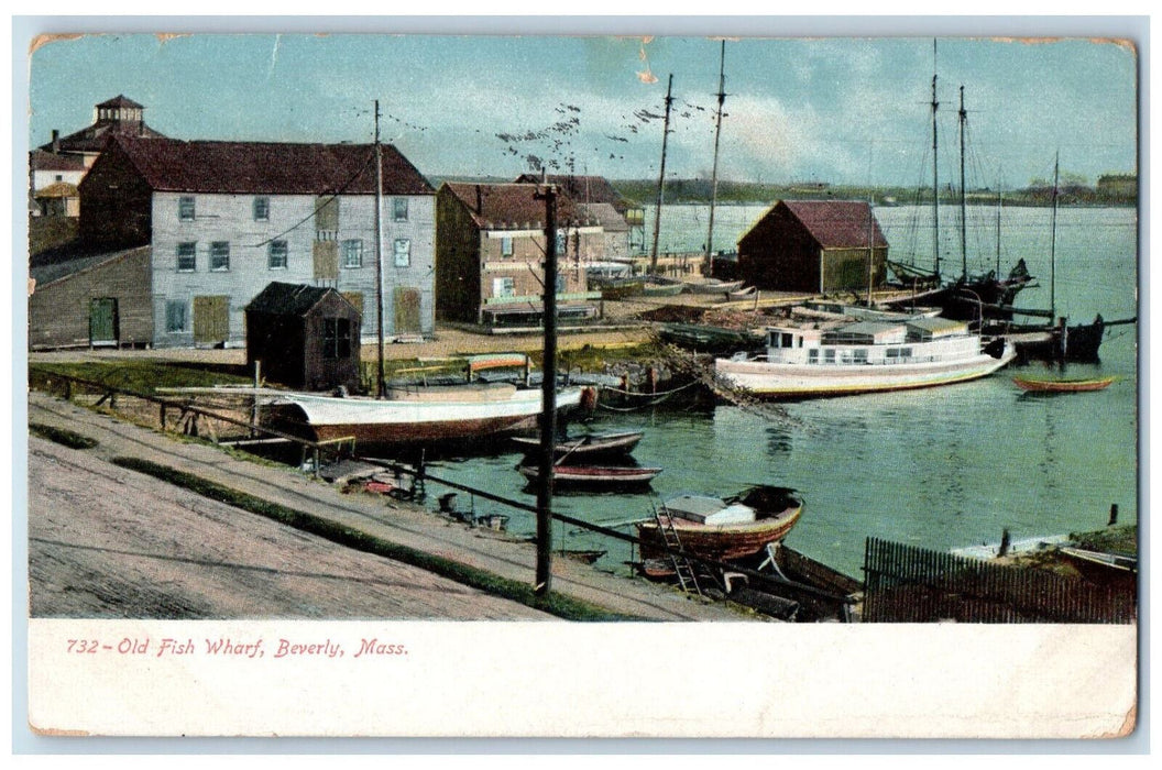 1908 Old Fish Wharf Beverly Massachusetts MA Antique Posted Postcard
