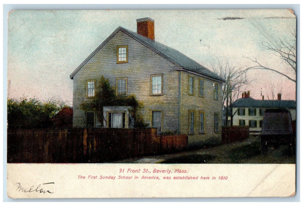 1909 First Sunday School 31 Front Street Beverly MA Antique Posted Postcard