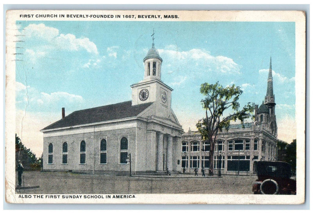 1924 First Church and Sunday School Beverly Massachusetts MA Posted Postcard