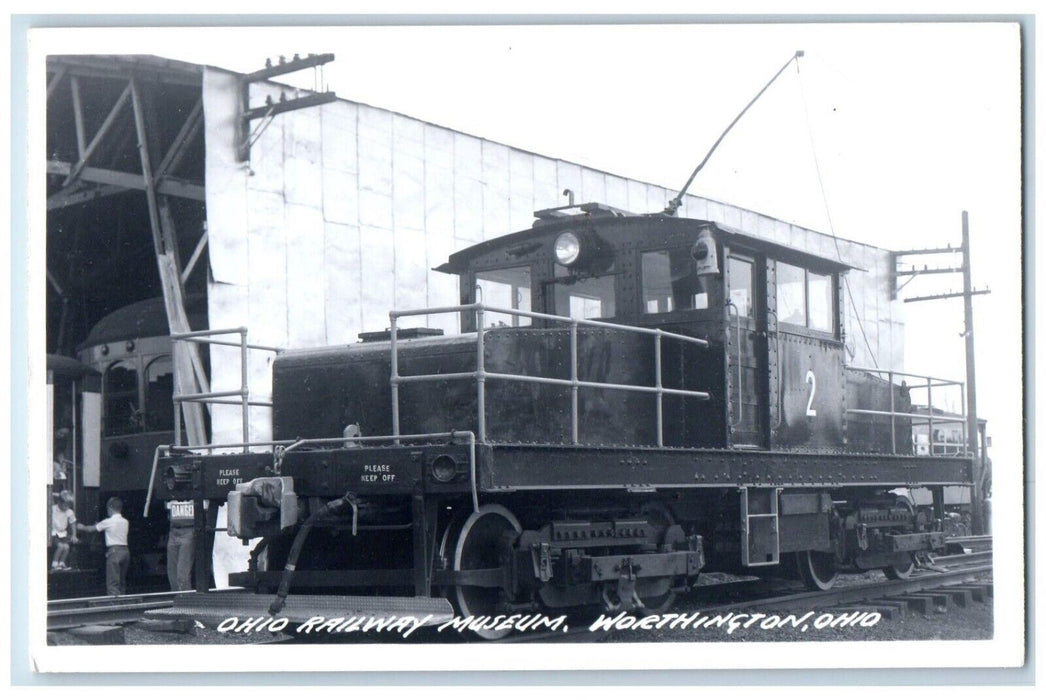 c1950's Railway Museum RR Train Kids Worthington Ohio OH RPPC Photo Postcard