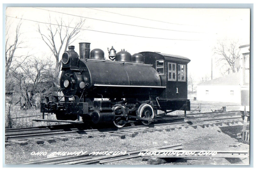 c1950's Railway Museum Locomotive #1 Worthington Ohio OH  RPPC Photo Postcard