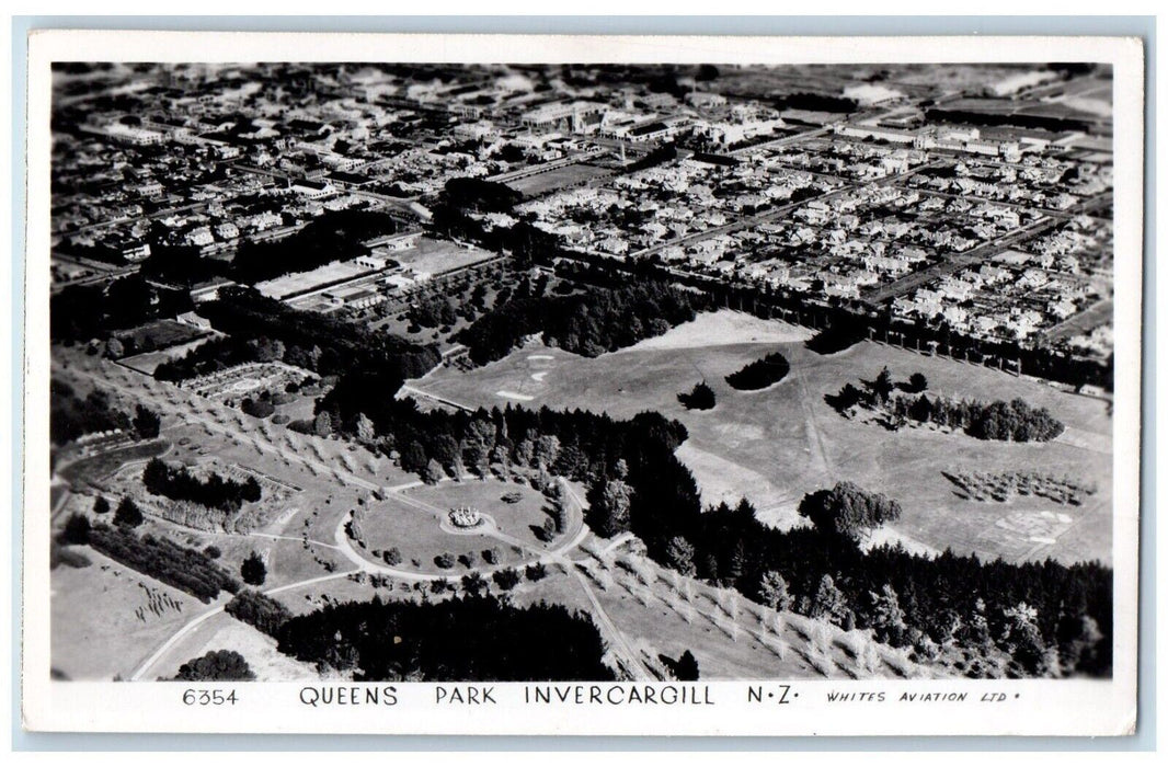 c1950's Arial View Queens Park Invercargill New Zealand RPPC Photo Postcard