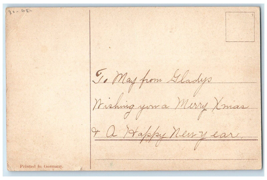 c1910's Christmas Greetings Little Girl And Dog Toys Winter Snow Gel Postcard