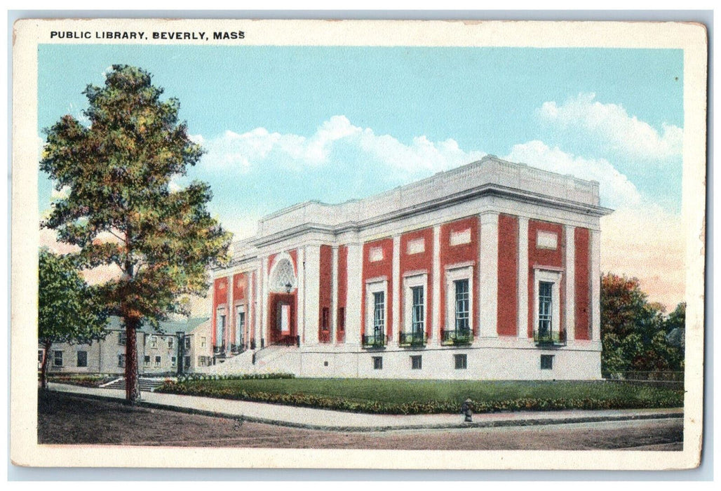 c1920's Entrance to Public Library Beverly Massachusetts MA Unposted Postcard