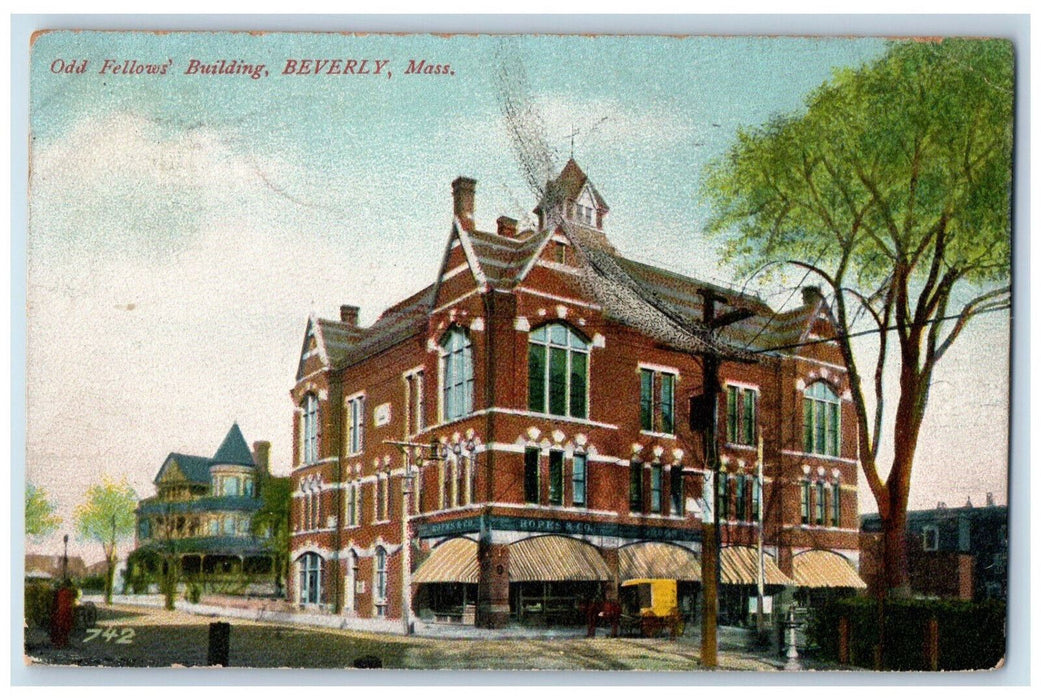 1908 Odd Fellows Building Beverly Massachusetts MA Posted Antique Postcard