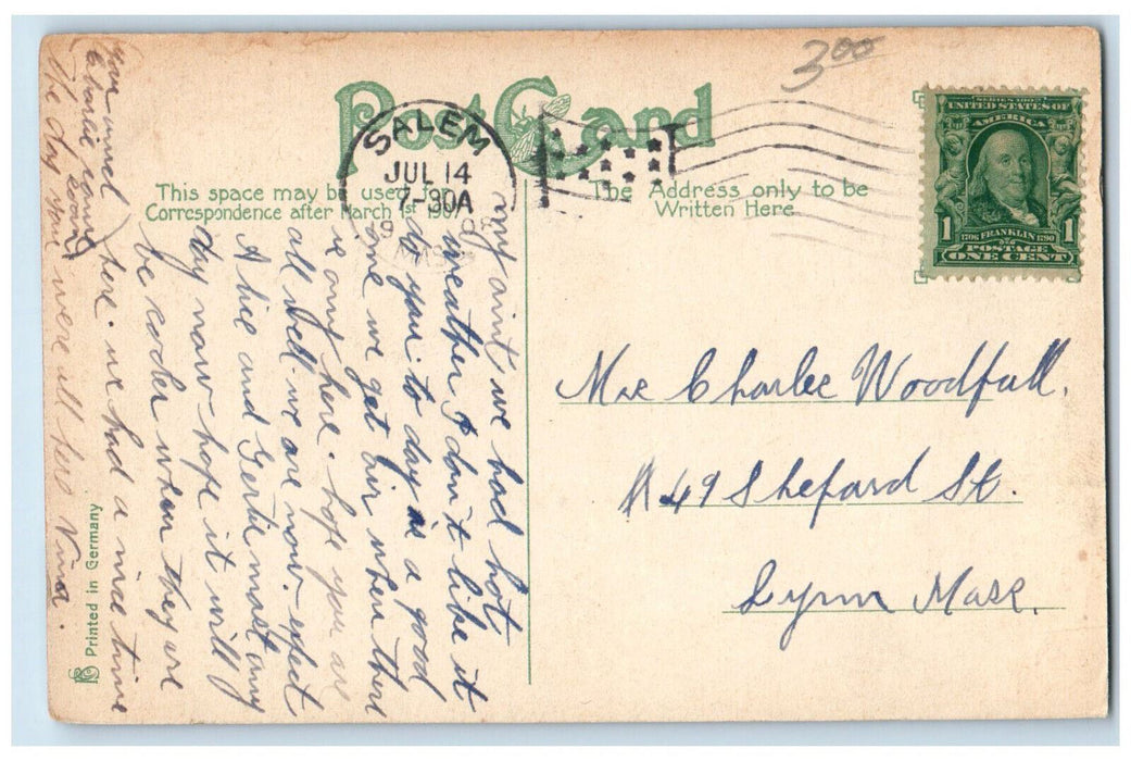 1908 Odd Fellows Building Beverly Massachusetts MA Posted Antique Postcard