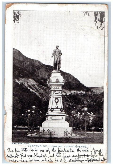 1908 Estatua De Hidalgo - Guanajuato Mexico Antique Posted Foreign Postcard