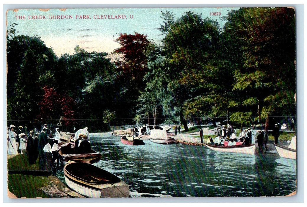 1909 Boats at The Creek Gordon Park Cleveland Ohio OH Antique Posted Postcard