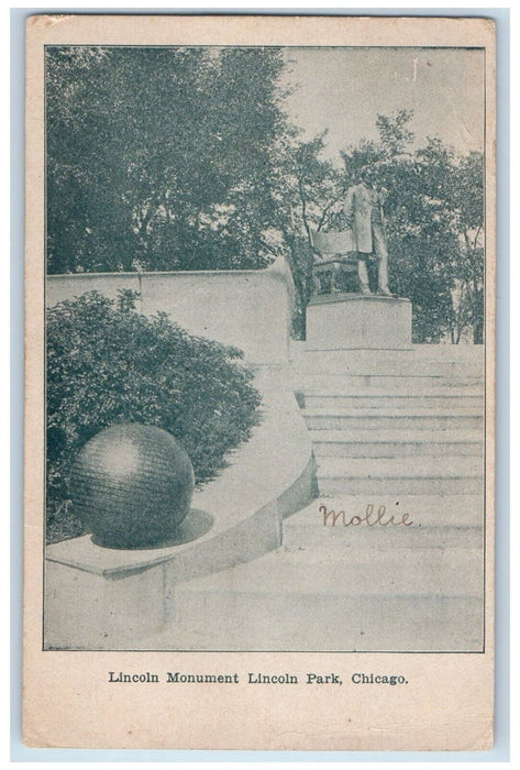 1908 Lincoln Monument Lincoln Park Chicago Illinois IL Posted Postcard