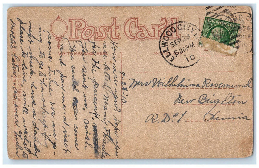 1910 Houses Scene in Rockefeller Park Cleveland Ohio OH Unposted Postcard