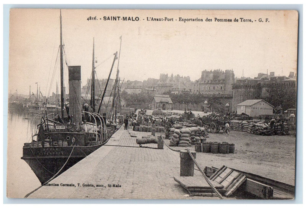c1940's Saint Malo L'Avant-Port - Exportation Des Pommes De Terre Postcard