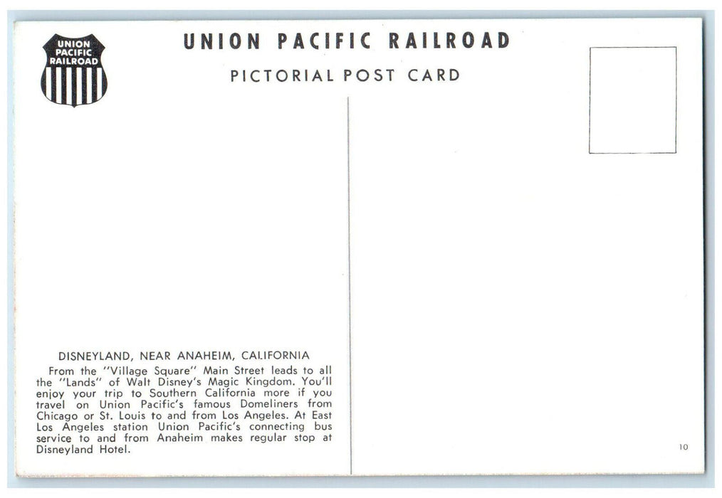 c1960's Village Square Union Pacific Railroad Disneyland Anaheim CA Postcard