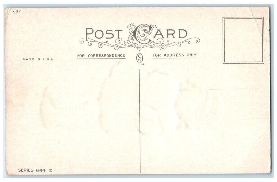 c1910's New Year Greetings Cute Girl Handwarmer Sun Embossed Antique Postcard