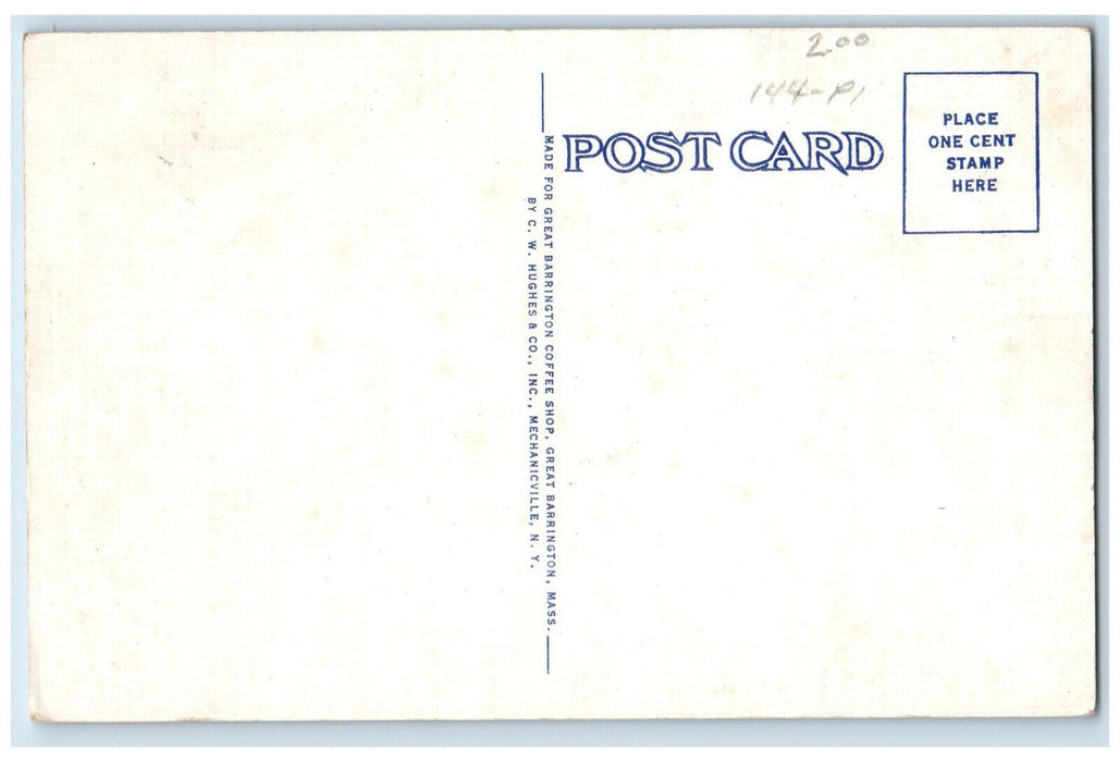 c1950's Barrington Coffee Shop Great Barrington Massachusetts MA Postcard