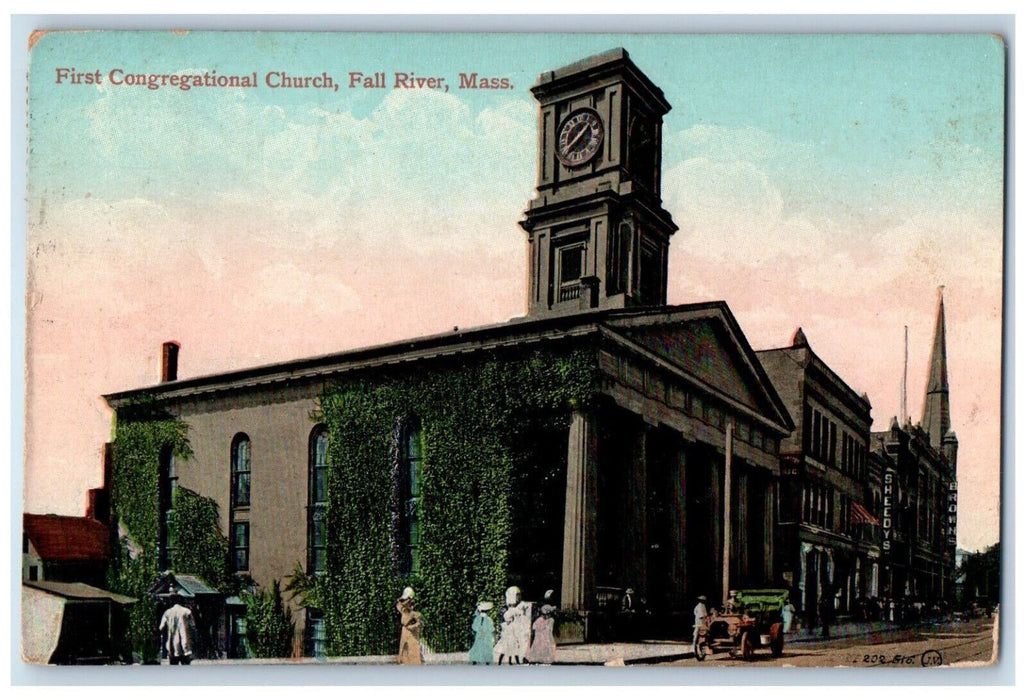 1910 First Congregational Church Fall River Massachusetts MA Posted Postcard