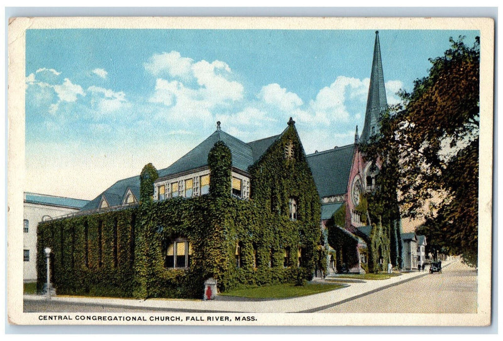 1920 Central Congregational Church Fall River Massachusetts MA Antique Postcard