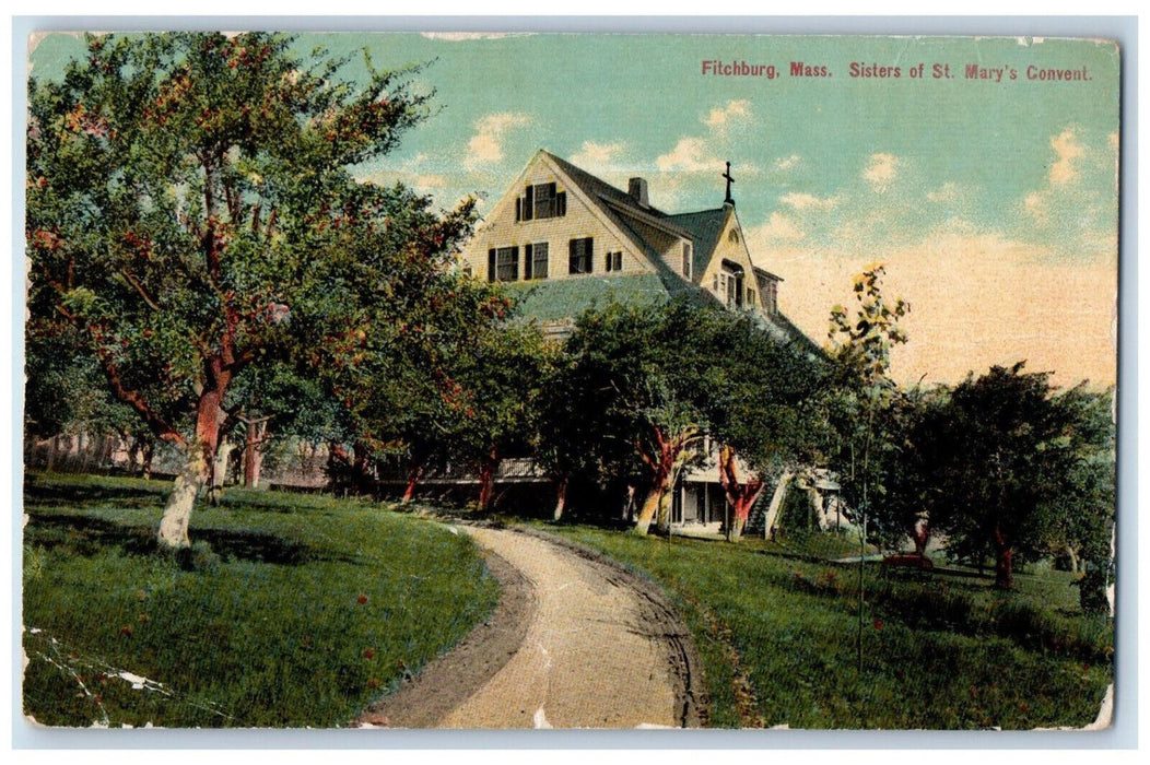 c1910 Sisters of St. Mary's Convent Fitchburg Massachusetts MA Postcard