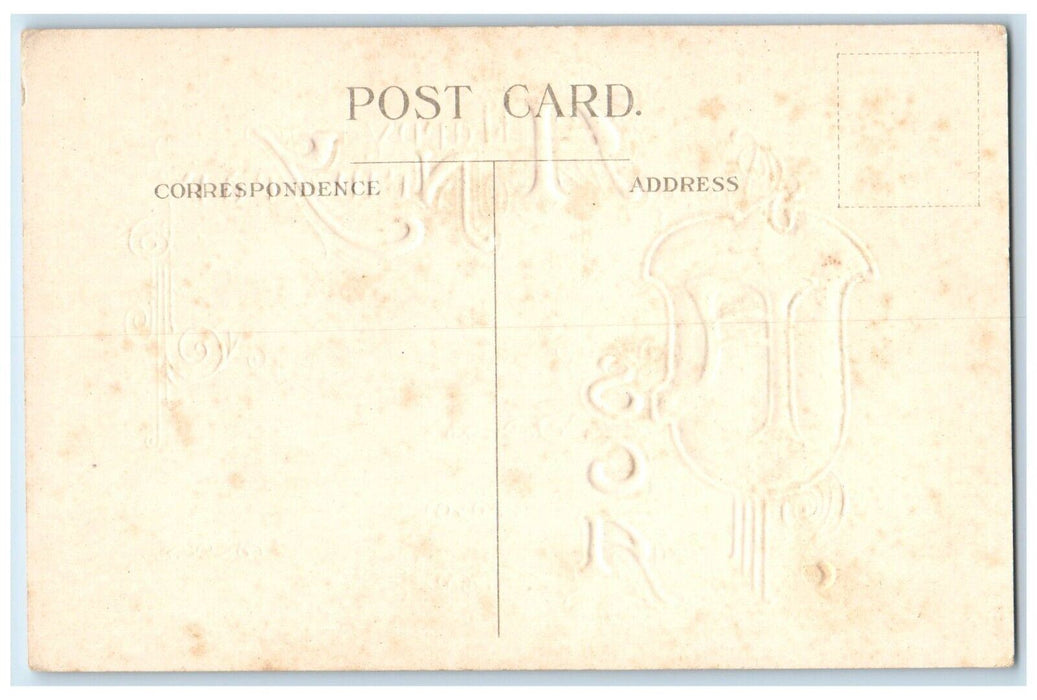 c1910's Happy New Year Poem Embossed Unposted Antique Postcard