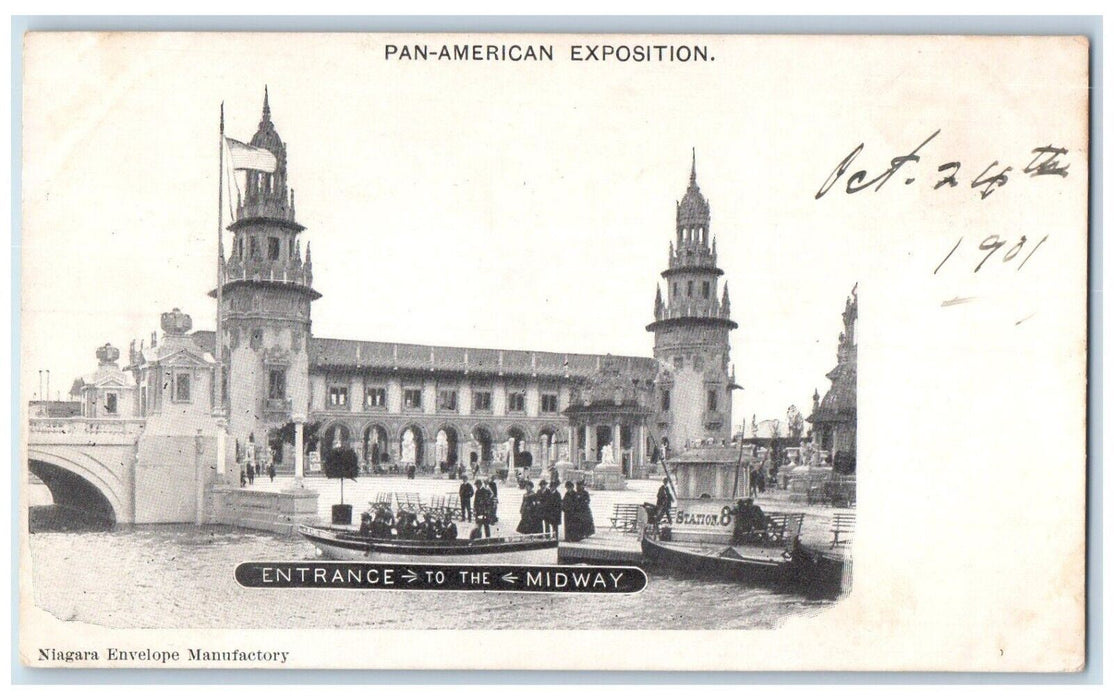 1900 Entrance to the Midway Pan American Exposition Buffalo New York NY Postcard