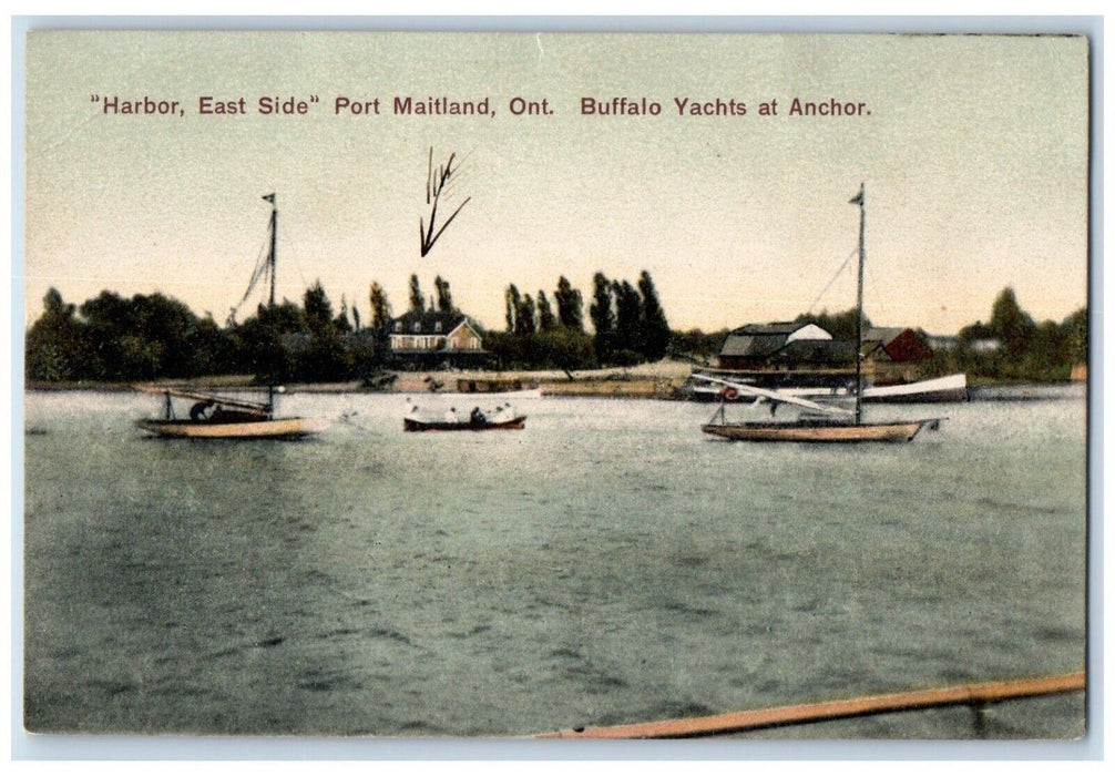 1910 Harbor East Side Port Maitland Ont Buffalo Yachts Anchor Canada CA Postcard