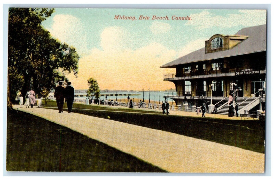 c1910 Midway Erie Beach Casino Restaurant Ontario Canada CA Vintage Postcard